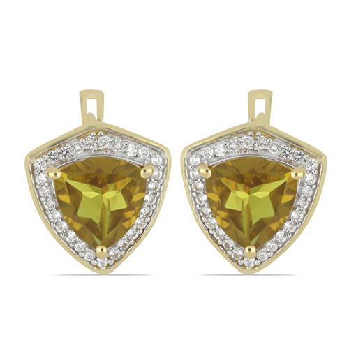GOLD PLATED SILVER EARRINGS WITH 8.00 CT NANO ZULTAINITE #VE033244